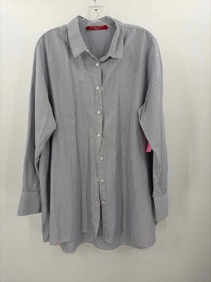 Pre-Owned Marina Rinaldi Blue Size 18 Stripe Button Down