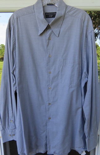 Baracuta, Baracuta Soft Mens Long Sleeve Pure Cotton Gray Mini-Checks Casual Shirt Large
