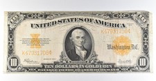 1922 $10 Gold Certificate Large Note Yellow Seal *8352
