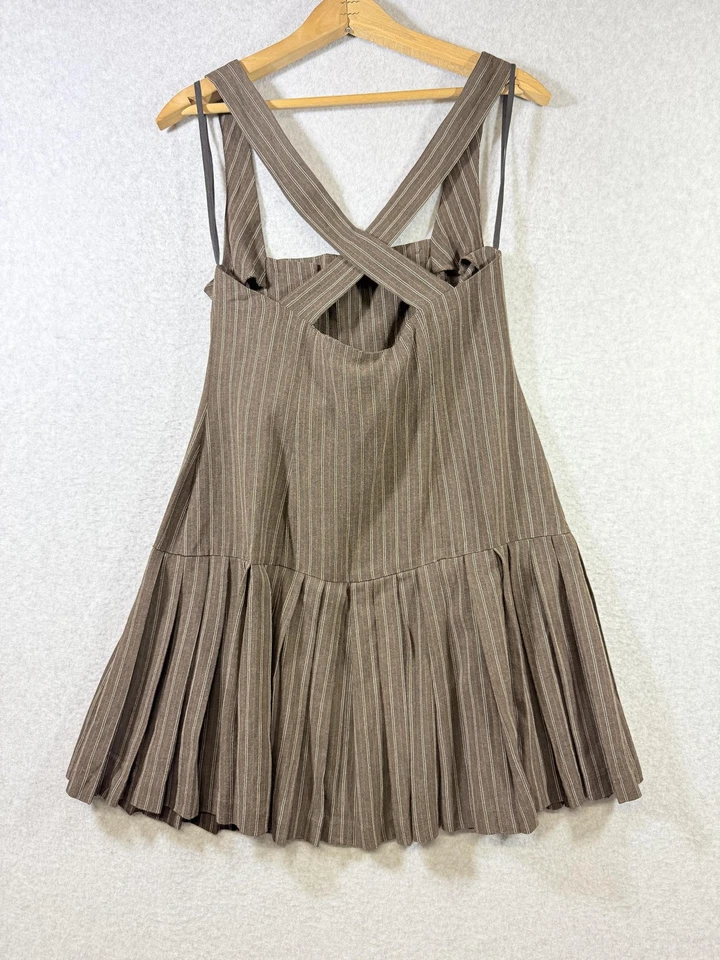 Vintages Mica Dress Womens Pinstripe Punk Goth Indie Pleated Academia 90s Y2K - Image 4 of 4