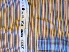 Vntg Sewing Fabric Debbie Mumm SSI Stripe Pink Blue Purple Crm Cotton 1.3ydx45"
