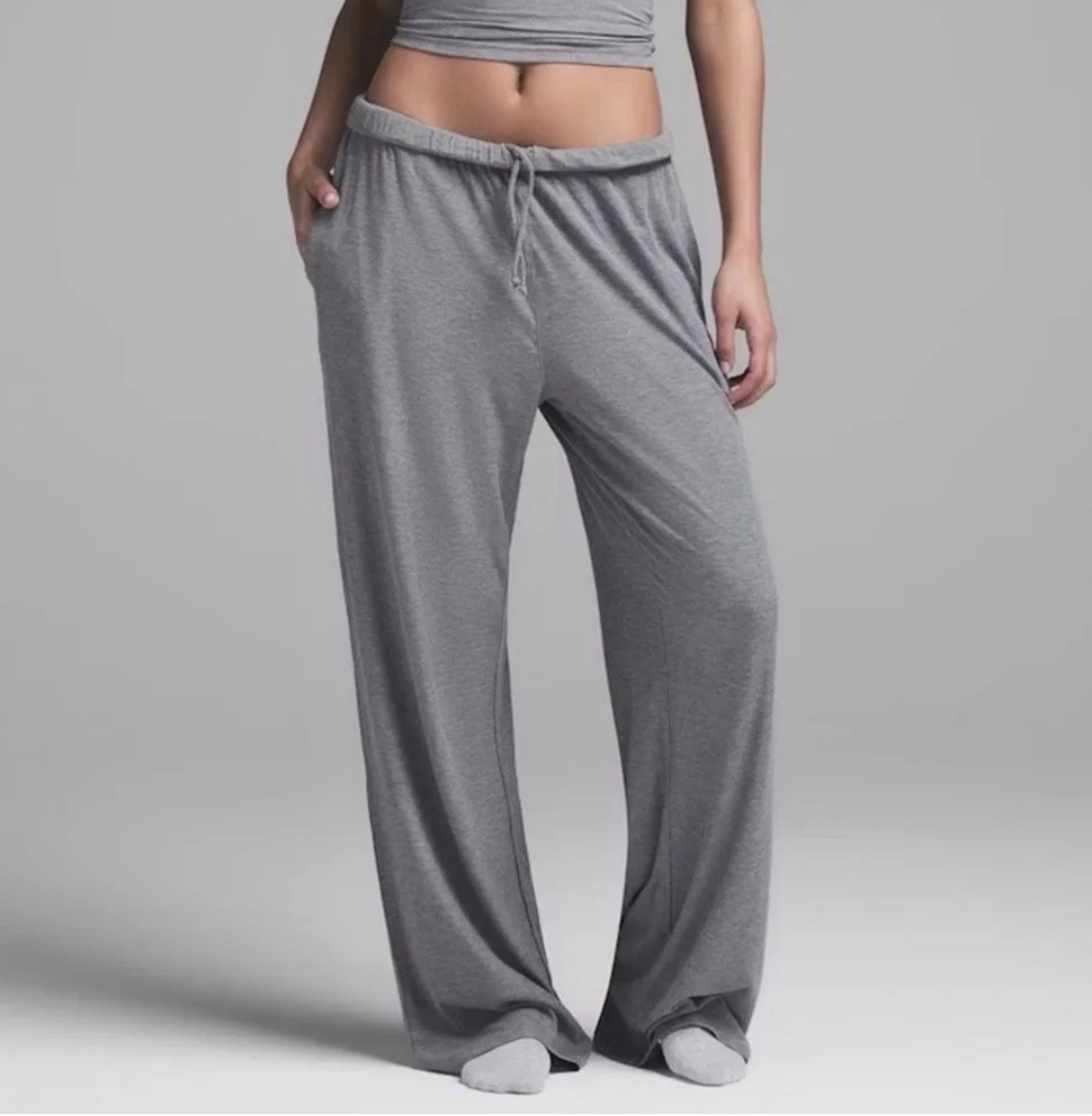 SKIMS Soft Lounge Rib Pants Gray Size M Modal Wide Leg