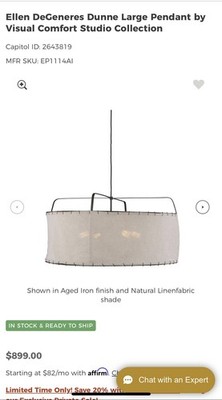 Visual Comfort Light Fixture Ellen Degeneres Collection, DUNNE