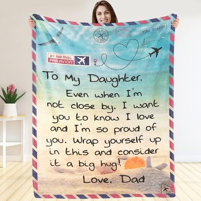 to My Daughter Blanket from Dad   50x60 Soft Flannel Fleece Throw with Heartf...