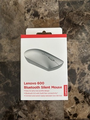 Lenovo 600 Bluetooth 5.0 Silent Mouse Gray Dual Device Ability 3 Buttons New