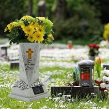 Florero de resina sintética al aire libre para cruz tumba ángel maceta para uso conmemorativo