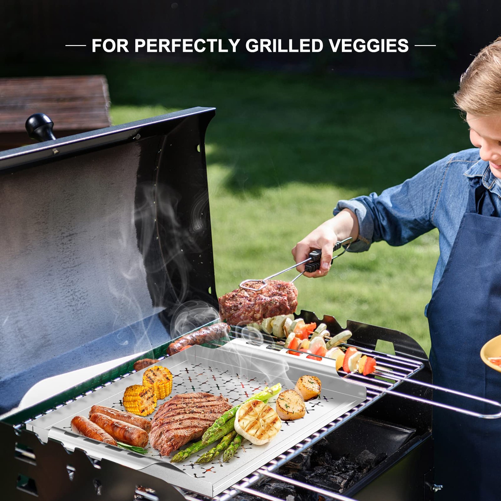 Stainless Steel Grill Basket for Outdoor/Indoor Grill and Smoker, BBQ Grill A...