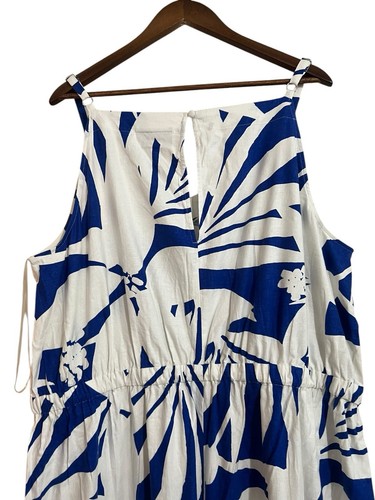 NWT Lane Bryant Floral Linen Blend Jumpsuit Sz 22 Flutter Sleeve Wide Leg $99 - Picture 4 of 12