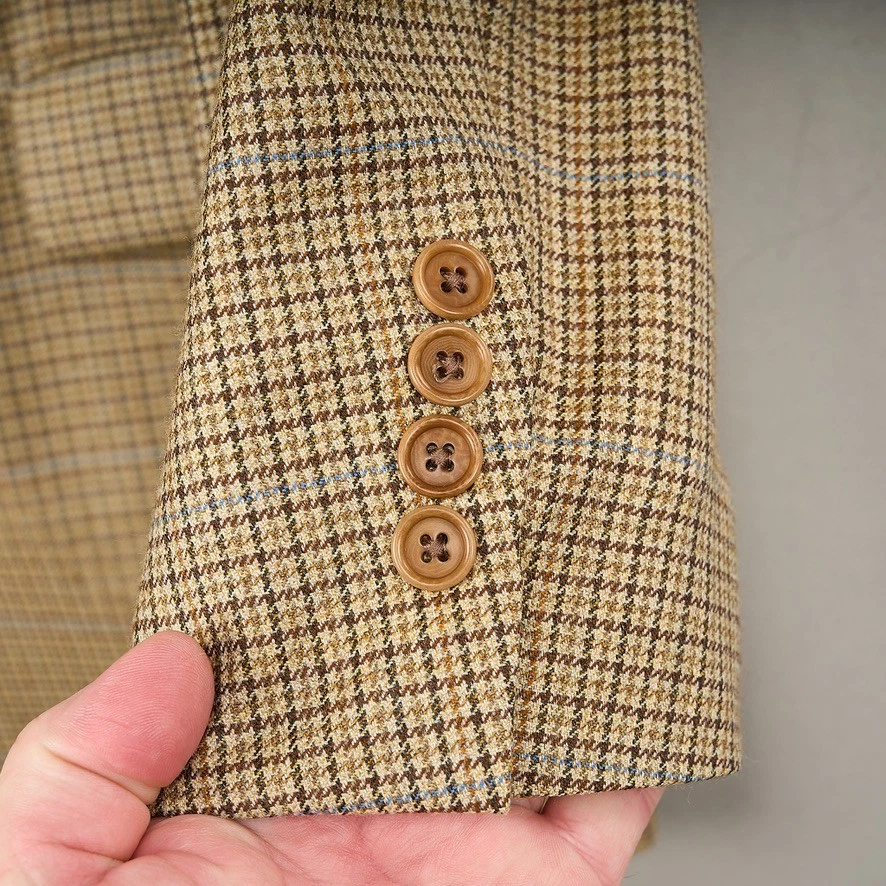 Blazer Brooks Brothers 44 Abrigo Deportivo Marrón Tostado Cuadros Lana 2 Botones Italia Foto 2 de 4