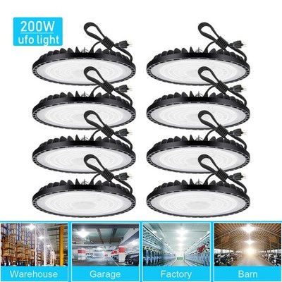 8 Pcs UFO Led High Bay Light 200W Commercial Industrial Factory Garage Gym Light