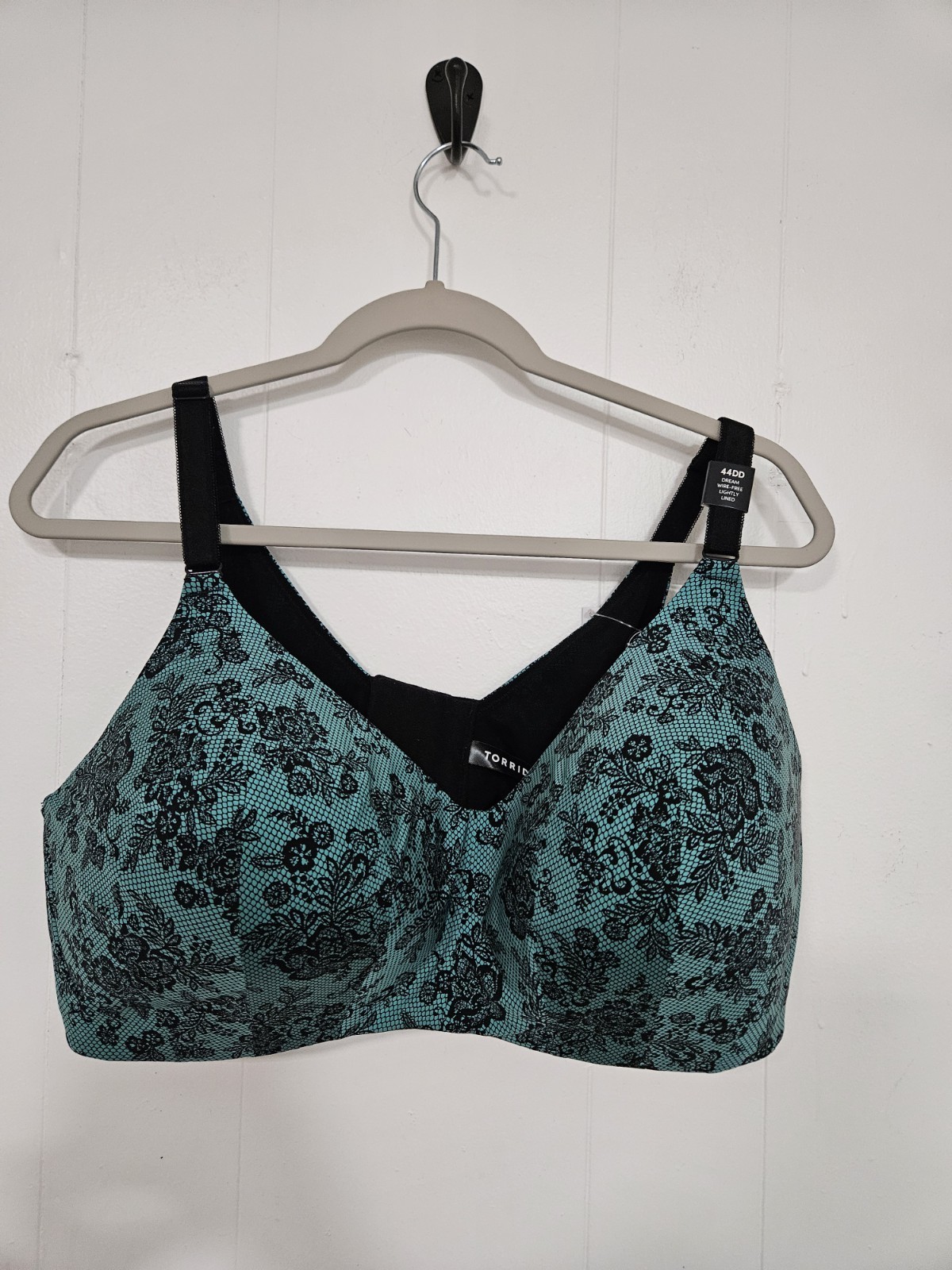 NWT Torrid Black and Teal Floral Dream Wire-Free Bra 44DD