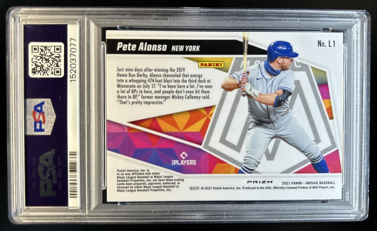2021 Panini Mosaic Pete Alonso Launched Mosaic #L1 Mets PSA 10 GEM MINT view 2