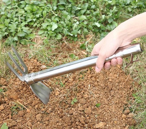 Gardening Rakes Shovel,Digging Hoe Garden Tools 2 in 1 Hoe and Rake,Heavy Dut... - Foto 6 di 7