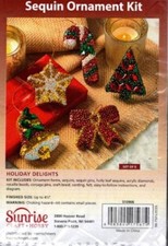 NIP SUNRISE HOLIDAY DELIGHTS SEQUIN ORNAMENT KIT SET OF 5
