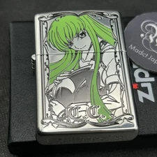 Zippo Oil Lighter Code Geass C.C. Silver Brass Color Limited Japan Anime