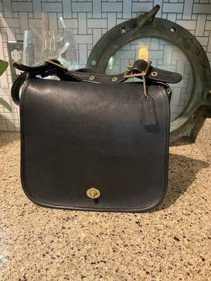 Coach Vintage Stewardess Bag Glovetanned Leather 9525 NYC Black | eBay