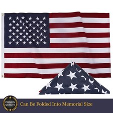 USA Internment Flag 5 x 9.5 FT Premium Quality Cotton American Burial Memorial