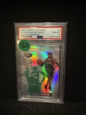 Allen Iverson/Carmelo Anthony 2007 Topps Co-signers Silver Green Foil /19 PSA 8