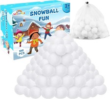 100 Pcs Fake Snowballs Fight Set: Soft Artificial Snow Balls with Drawstring Bag