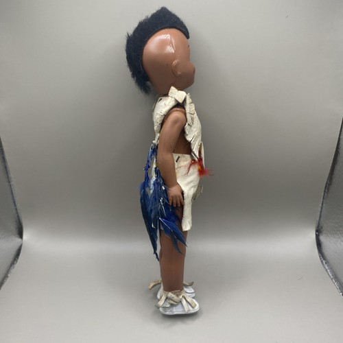 Vintage CARLSON 1950s Native American Doll Leather Feathers Sleepy Eyes 7” - Picture 3 of 5