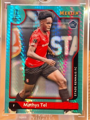 Mathys Tel 2022 Topps Merlin UEL RC Aqua Prism #22 Stade Rennes