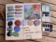 Handgegossene Aquarellfarben Palette &ndash; Mini/Tester Granulation Palette