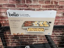 Bella 12" x 22" XL Griddle with Warming Tray ( Used greasy dirty)