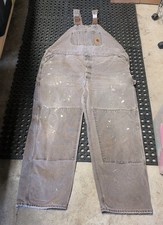 Vintage USA made CARHARTT work overalls Brown Work Bibs Pants 2XL