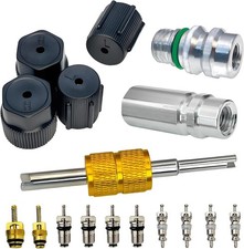 AC Valve Core Kit R12 R134a with Caps Teflon Seals HVAC Car AC Service Kit