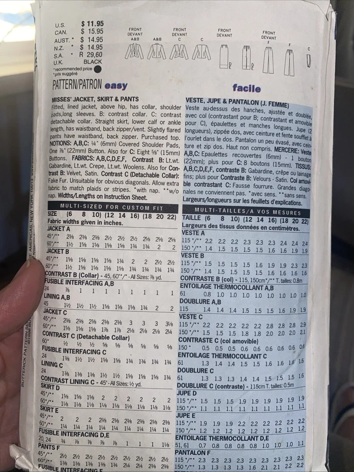 Butterick 5837 Misses Sz 12-14 Lined Jacket Skirt Pants Sewing Pattern UNCUT - Image 2 of 2