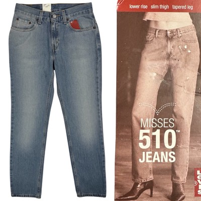 NWT VTG Levi s 510 Low Rise Tapered Slim Fit Jeans Sz 4 Short 100% Cotton Y2K