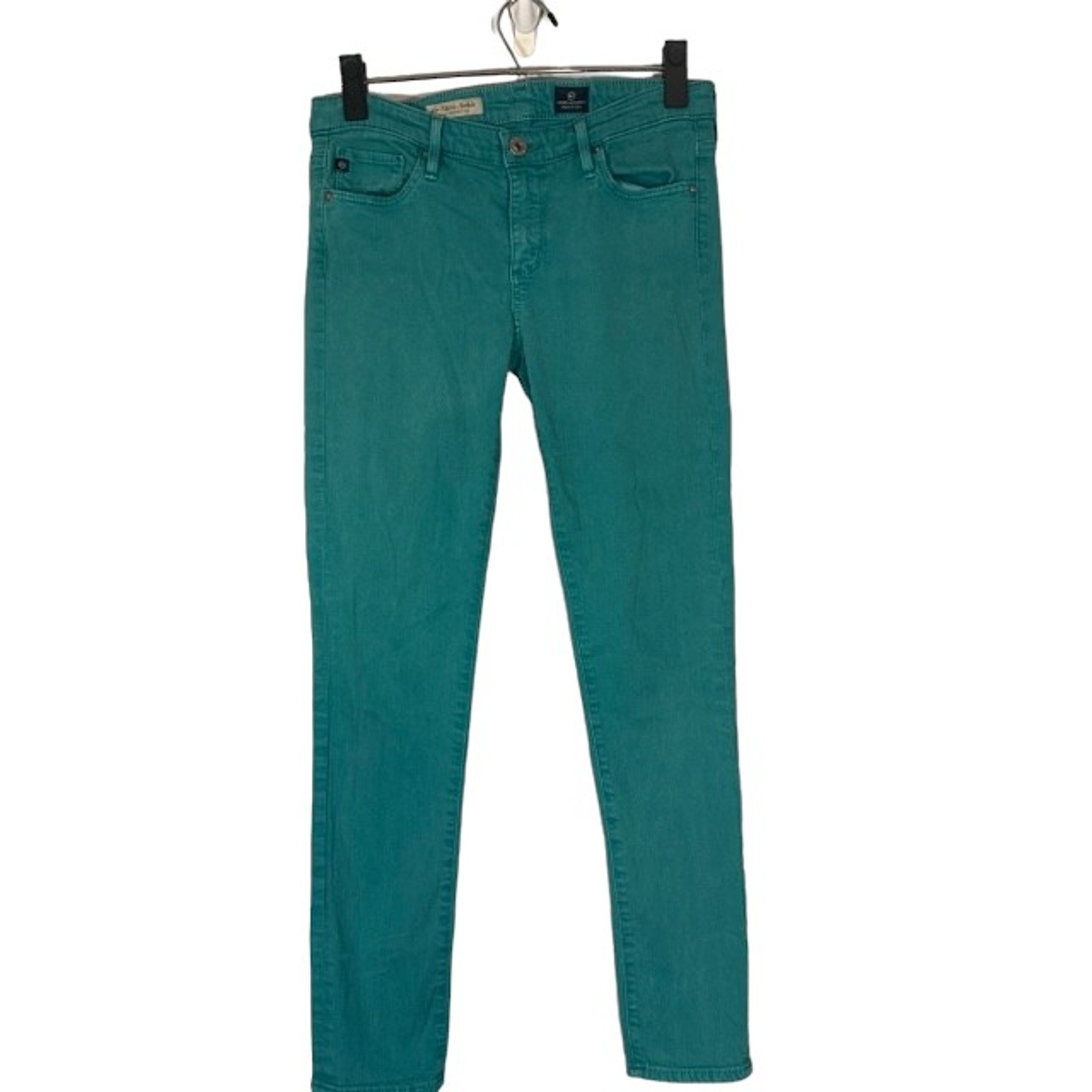 AG Adriano Goldschmied Teal Blue Stevie Ankle Slim Straight Denim Jeans Women 27