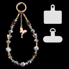 Beaded Charms Strap, Pink Crystal Bracelet Wrist With Anti-Theft Detachable