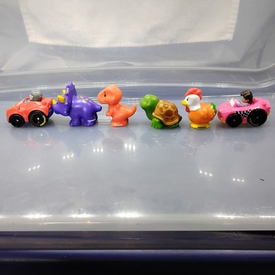 Lot of 6 Fisher Price Little People Wheelies  Racers Cars & Dinos Chicken,Turtle