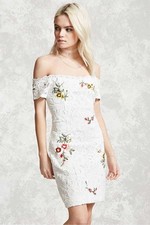 Forever 21 Women's Colorful Floral White Lace Dress SZ Small