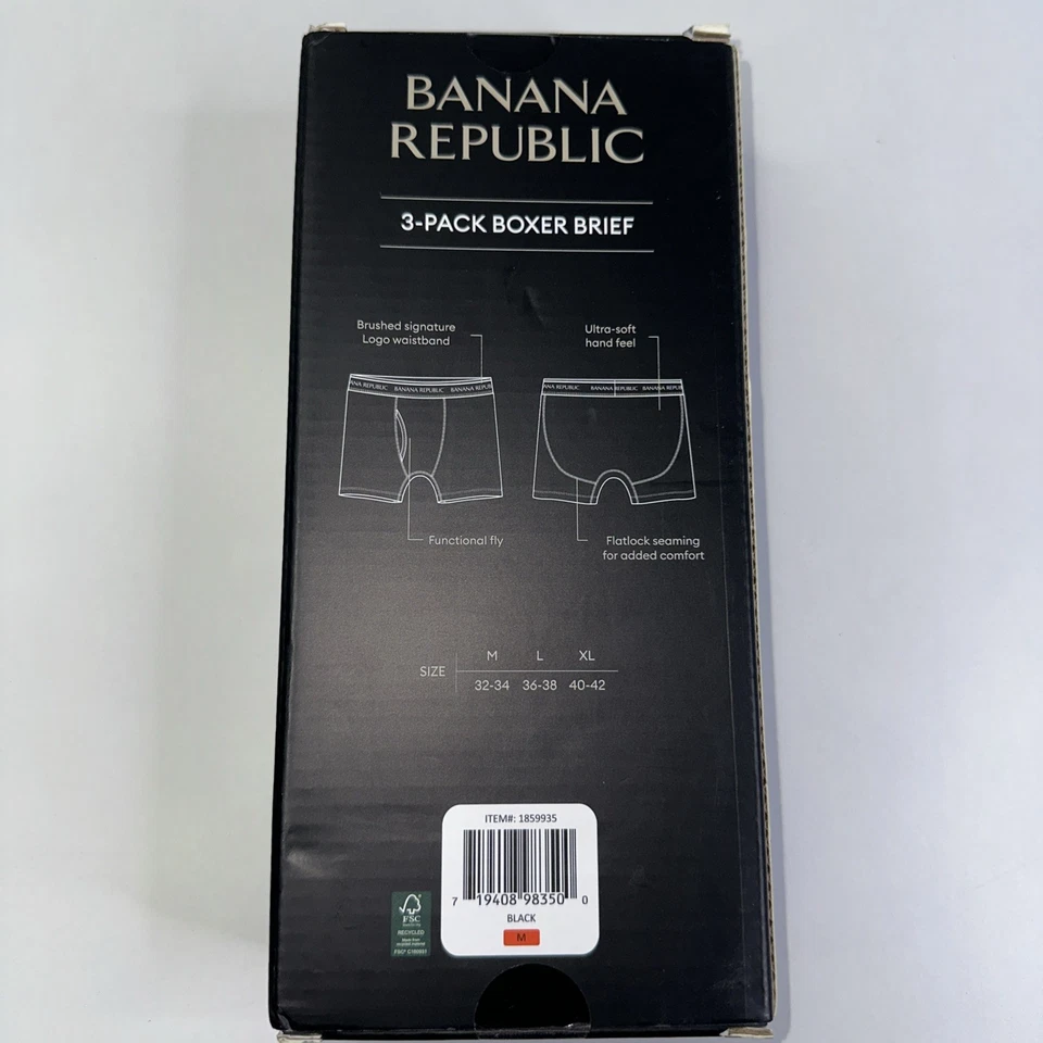 Cueca boxer masculina Banana Republic | Pacote com 3 | Preta | Média... - Imagem 2 de 2
