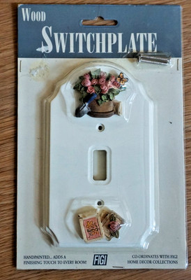VINTAGE 1998 WOOD SWITCHPLATE WHITE GROWN W/LOVE SP-113 NEW