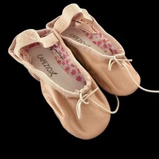 Capezio 205X Girls Leather Split Sole Ballet Slippers Pink Floral Size 7N