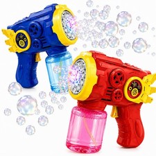 2 Pack Bubble Blasters for Kids with Colorful LED Lights, Automatic Bubble Maker