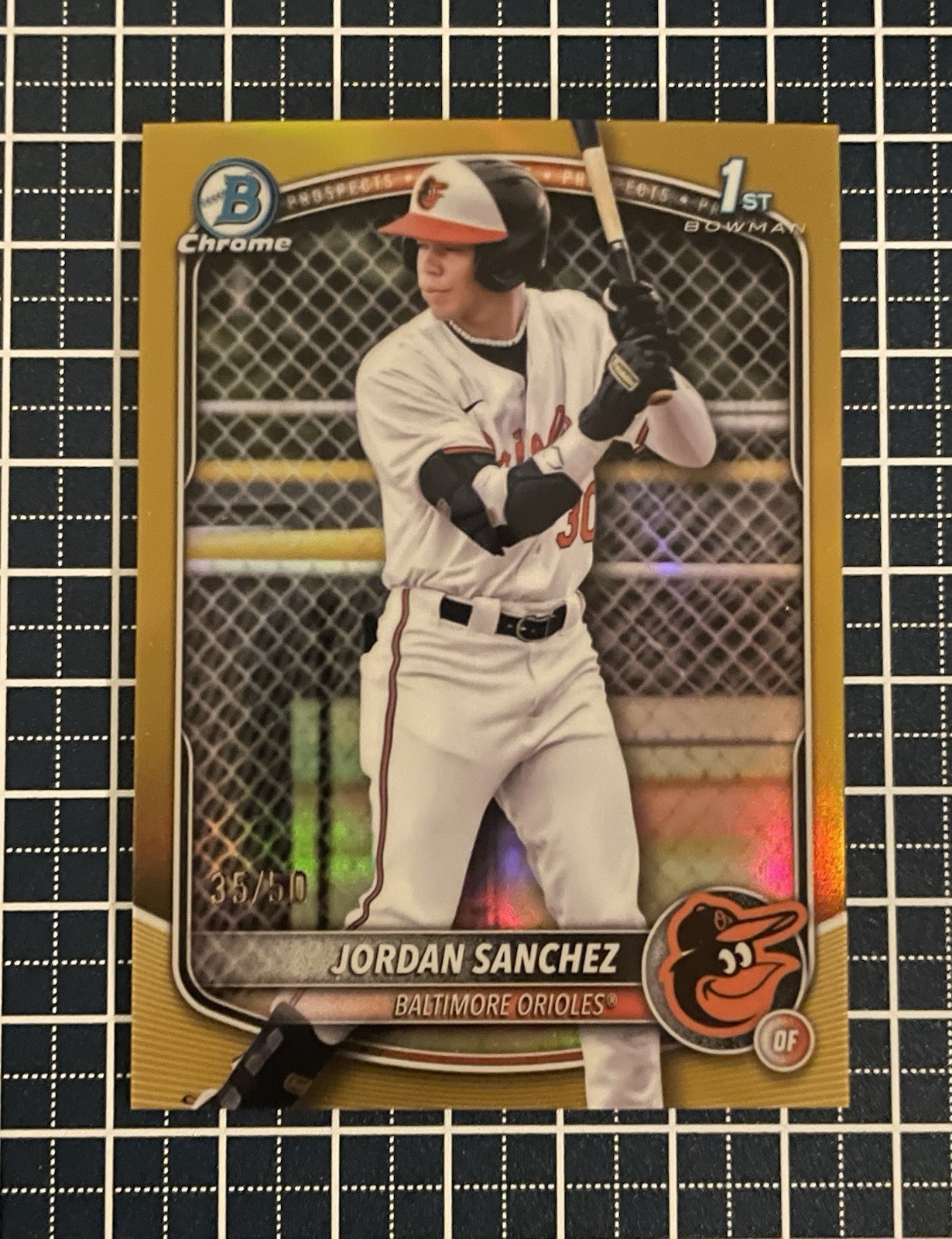 2025 Bowman Chrome Jordan Sanchez True Gold Refractor /50 #BCP-208 Orioles