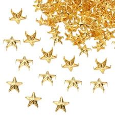 10mm Metal Studs Spots 200Pcs Star Claw Beads Nailhead Rivets, Gold