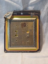 American Tack & Hardware NOS Vintage Butcher Block Double Light Switch NEW
