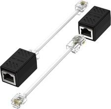 Phone Jack to Ethernet Cable Adapter RJ45 Female to RJ11 Male 2-Pack