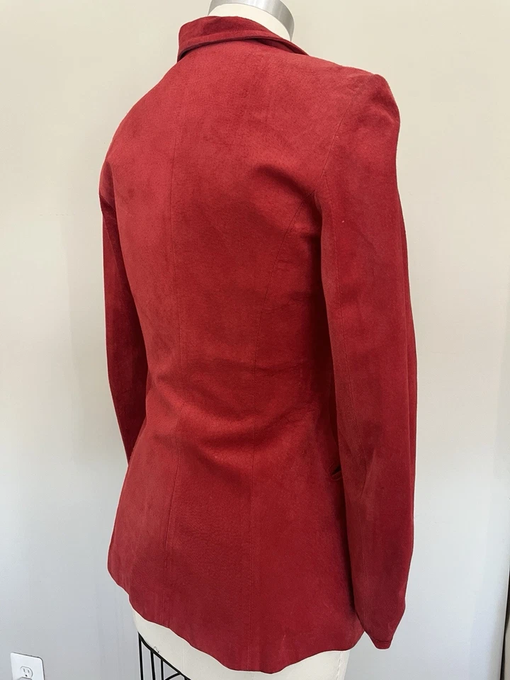 红色麂皮绒西装外套,尺寸 S XS — 第 3/4 张图片