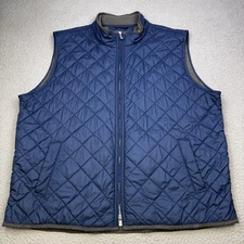 Peter Millar Vest Mens 2XL Navy Quilted Fleece Lined Two Way Zip Golf MF14Z13