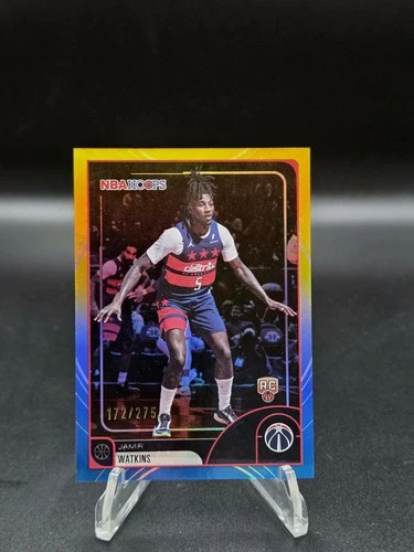2025-26 Topps NBA Hoops Jamir Watkins RC Rainbow Blue &amp; Yellow /275 Wizards