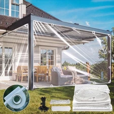 Upgraded Clear Tarp Heavy Duty Waterproof PVC Vinyl Tarpaulin w/ Reinforced Edge