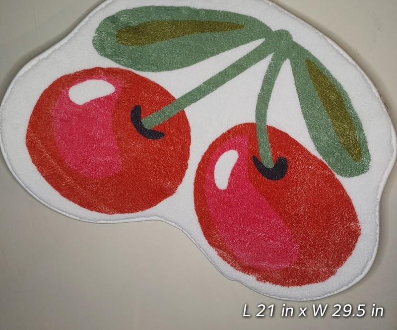 RED CHERRIES Custom Super Soft / Plush Fluffy Detailed Area Tuft Rug