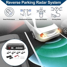Auto Vehicle Reverse Backup Radar System 4 Parking Sensors White