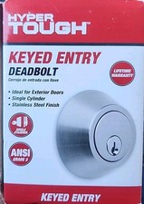 New Hyper Tough Keyed Entry Single Cylinder Deadbolt, Stainless Steel Finish